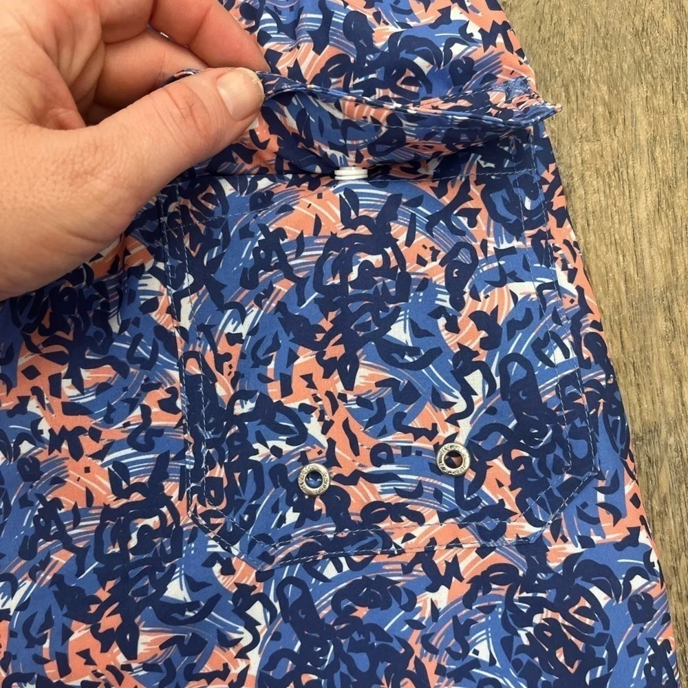 Peter Millar Men's Carnival Blue Turtle Tide Graphic Print Swim Trunks